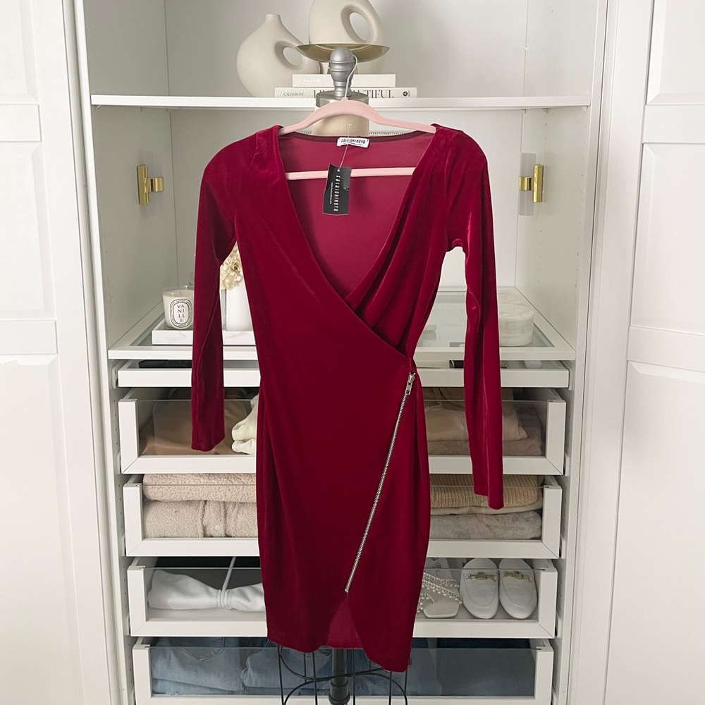 Fashion Nova We Found Love Burgundy Dress